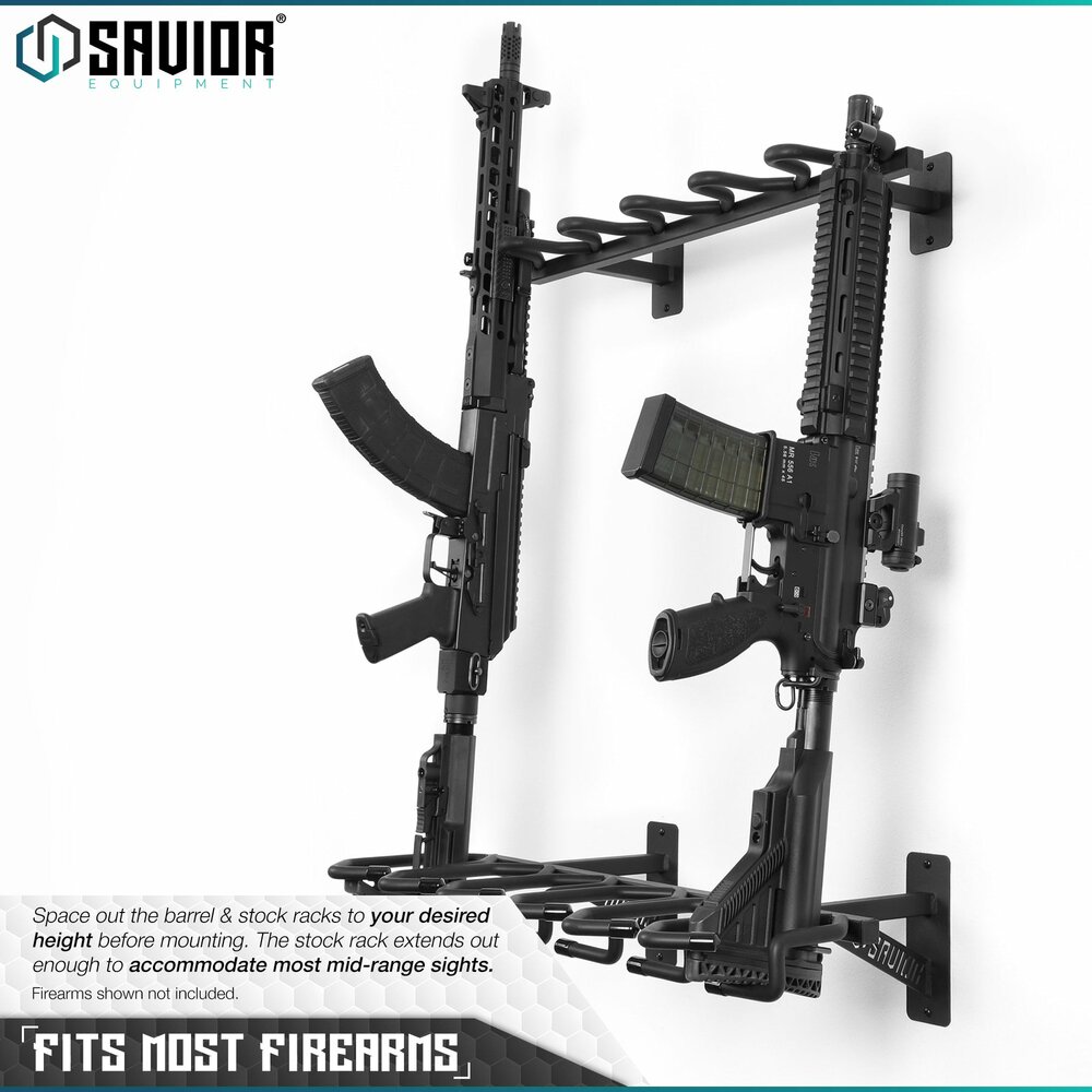 Savior Rifle Wall Rack - 6 Slots - color black