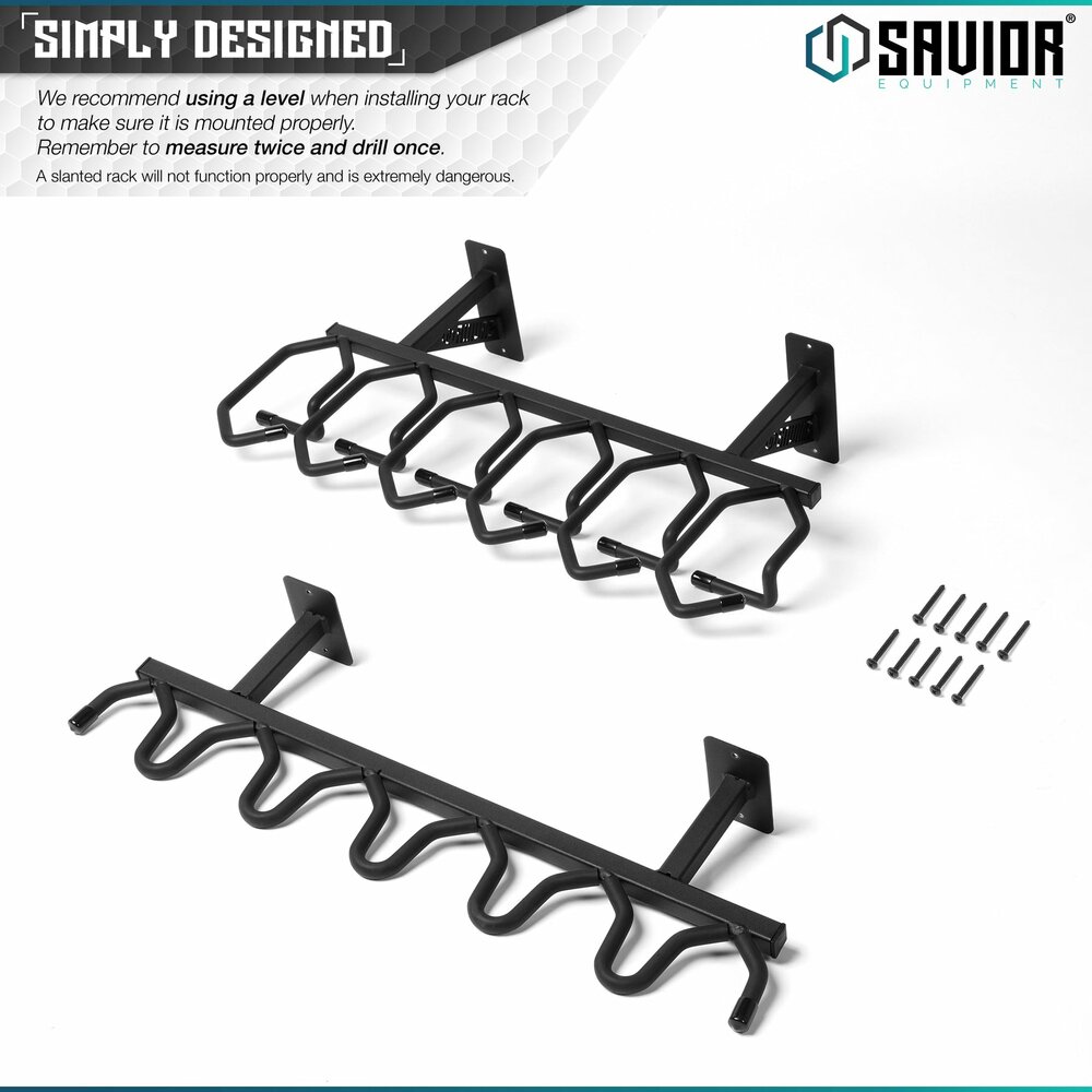Savior Rifle Wall Rack - 6 Slots - color black