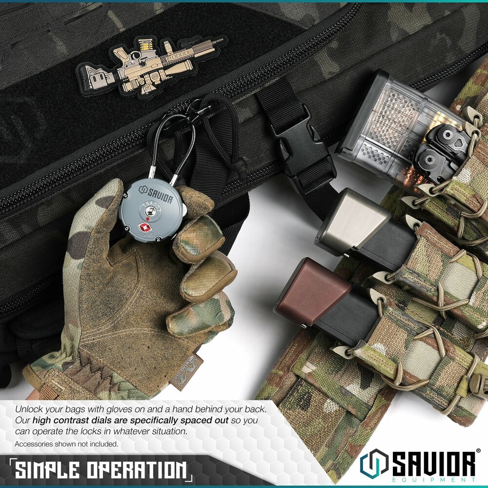 Savior 3-Digit Cable Lock- color tan