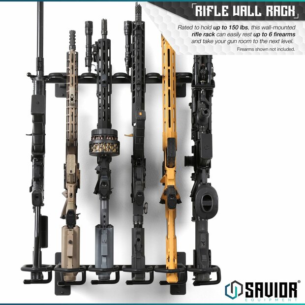 Savior Rifle Wall Rack - 6 Slots - color black