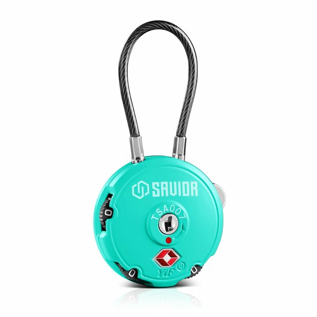 Savior 3-Digit Cable Lock- color teal