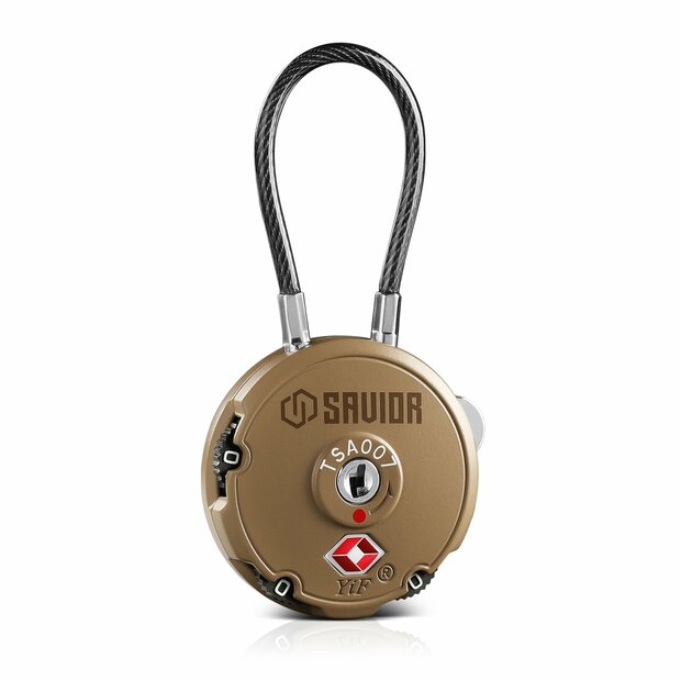 Savior 3-Digit Cable Lock- color tan